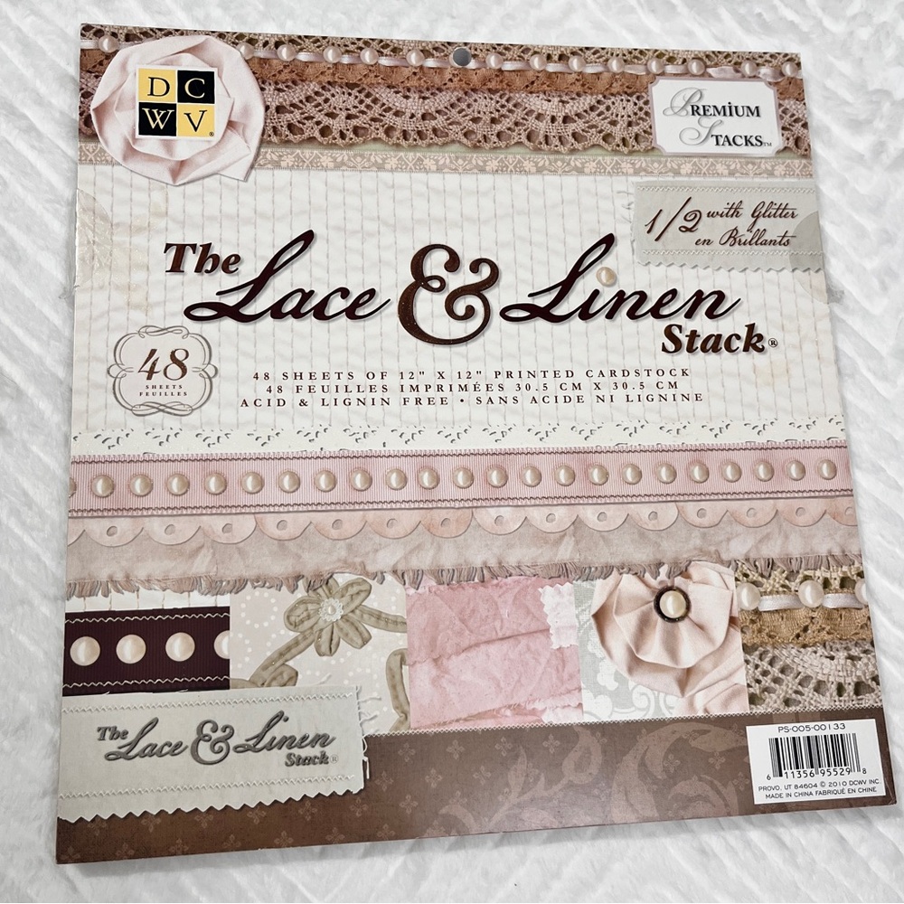 DCWV Die Cuts with A View 12in x 12in cardstock Premium Paper Stack Lace‎ Linen